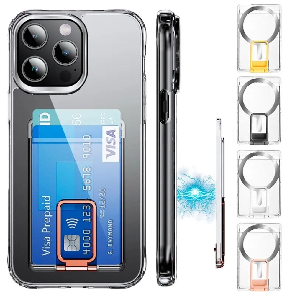 Card Case Card Bag Transparent Phone Kickstand for Apple Magsafe for iPhone 15 14 13 12