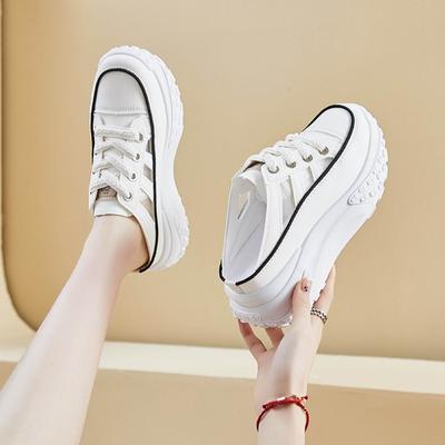 Женские повседневные полушлепанцы из искусственной кожи, туфли на платформе, летний тренд, женские дизайнерские сандалии на шнуровке, женские шлепанцы, кроссовки De Mujer