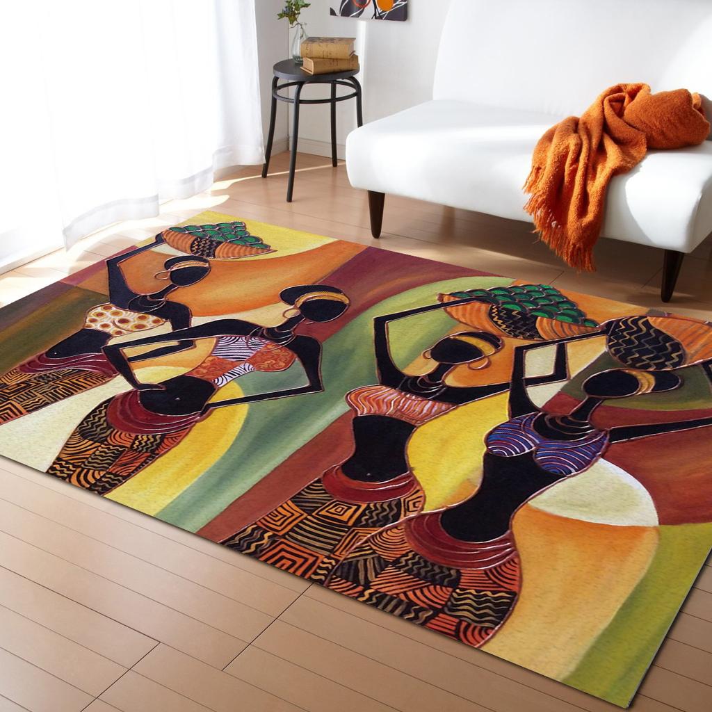 African Tribe Pattern Carpet Bedroom Decor Rug Living Room Carpet Hallway Balcony Doormat Kitchen Bathroom Non-Slip Floor Mat