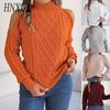 Autumn and Winter Casual Twist Off-the-shoulder Semi-high Neck Long-sleeved Pullover Sweater Women's Wear