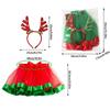 2-Piece Set Children's Tulle Skirt Christmas Party Performance Outfit  For Height 80-140cm