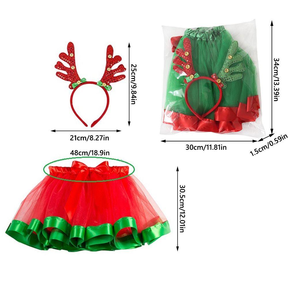 2-Piece Set Children's Tulle Skirt Christmas Party Performance Outfit  For Height 80-140cm