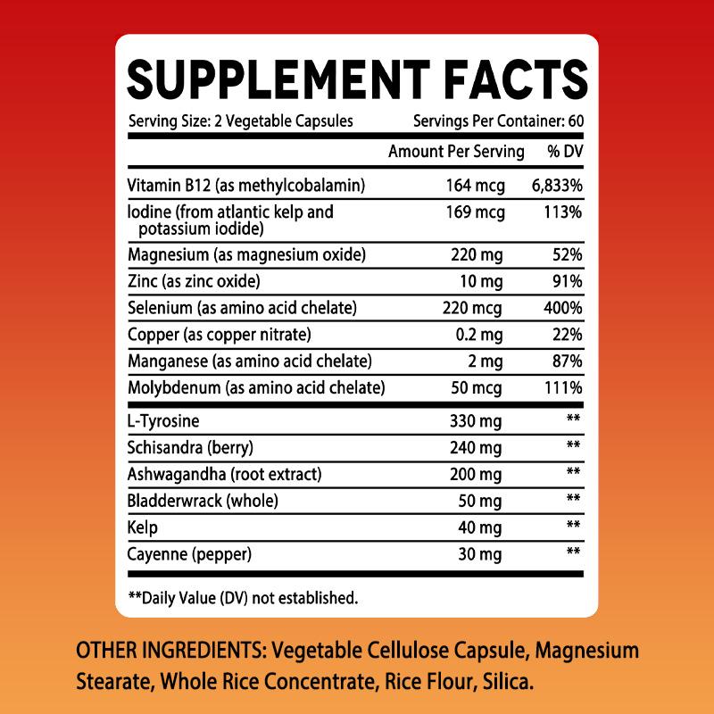 Thyroid Vegetable Capsules With Iodine, Zinc, Selenium, Blend, 120 Veggie Capsules