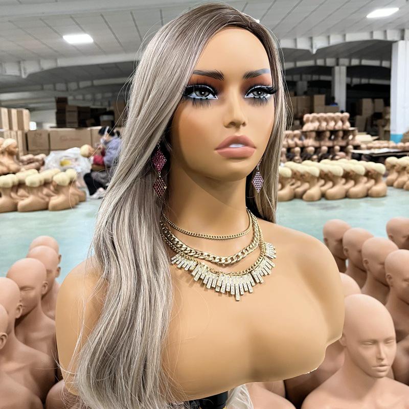 European & American Mannequin: Half Body with Double Shoulders for Wig, Jewelry, and Necklace Display