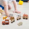 Wooden Animals Train Set Montessori Toy Educational Car Learning Animal Farm Stacking