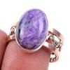 Natural Charoite Gemstone Handmade 925 Solid Silver Two Tone Ring Size 9US U2E69