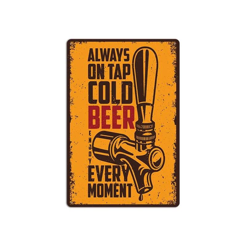 Vintage Cold Beer Metal Tin Sign 2023 New Iron Sheet Bar Background Wall Decoration Painting American Frameless Decorations