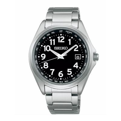 Часы Titanium Solar Radio Watch с функцией мирового времени и арабскими цифрами SBTM329 Silver [Seiko Watch] Мужские