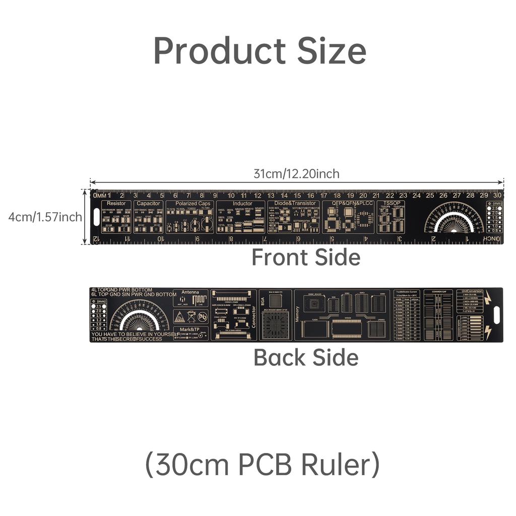 4pcs 15-30cm PCB Ruler Set Straight Edge Heavy Duty Electronic Technician Engineering Drafting Professional