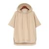 Women's Summer Plus Size Loose Solid Colour Round Neck Hooded Drawstring T-Shirt Sweatshirt Short Sleeve