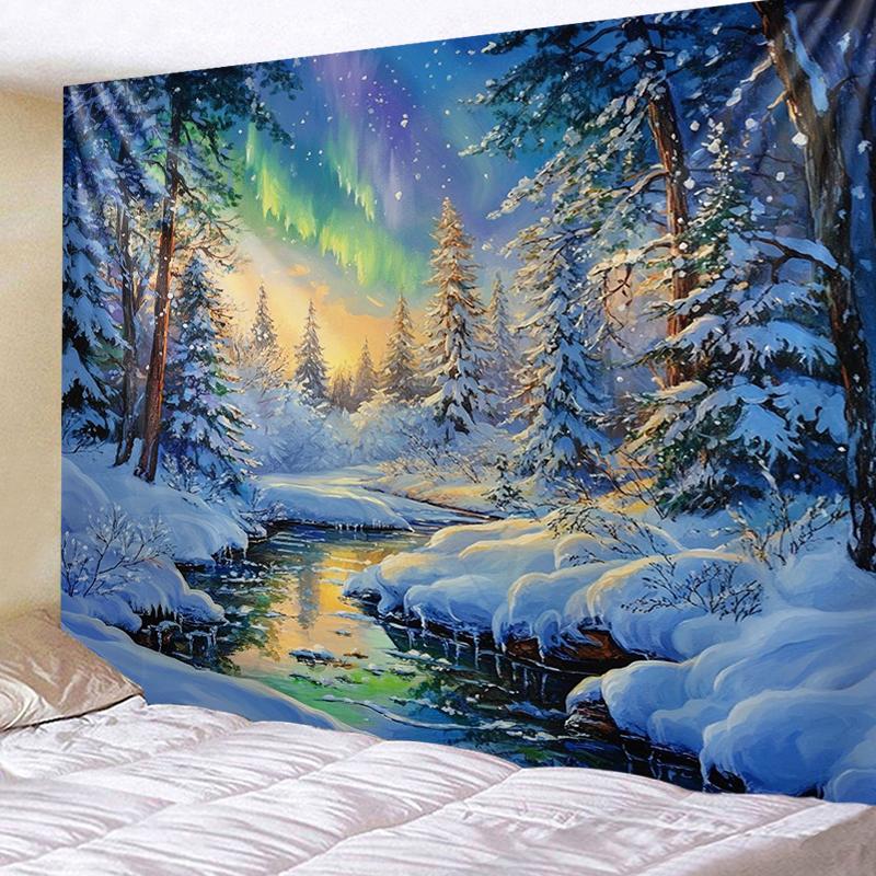 Гобелен «Рождественская елка», Настенное панно «Зимний пейзаж» для вечеринки, фестиваля, спальни, офиса, гостиной, домашнего декора, настенное украшение