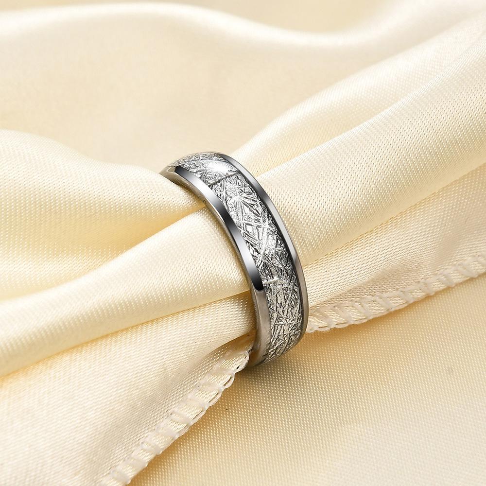 Кольцо из вольфрамовой стали с золотой сферой, 4 мм 6 мм шириной, с матовым узором метеорита