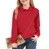 Kids' Notch Collar Shirt - Solid Color Long Sleeve Dress Blouse