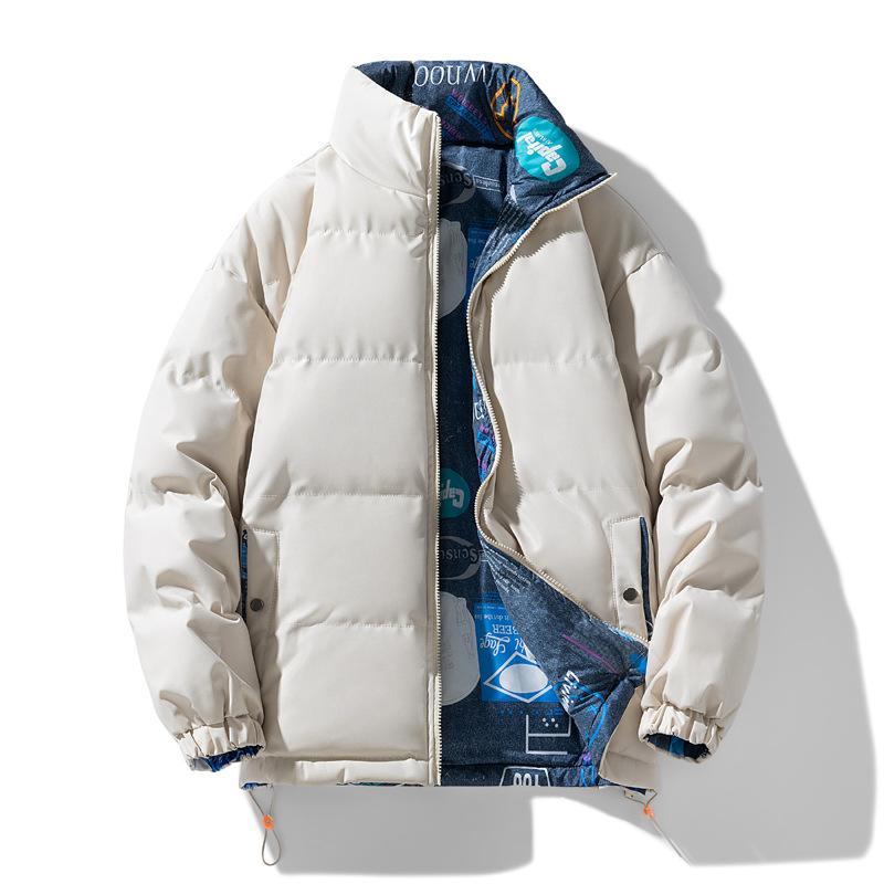Двусторонняя одежда, мужская зимняя теплая стеганая куртка, свободная модная брендовая студенческая пара с стеганой курткой