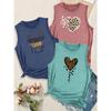 Women's Elegant Leopard Print Love Letter Combination Gift Printed Pattern Round Neck3Sleeveless vest spring/summer women's top
