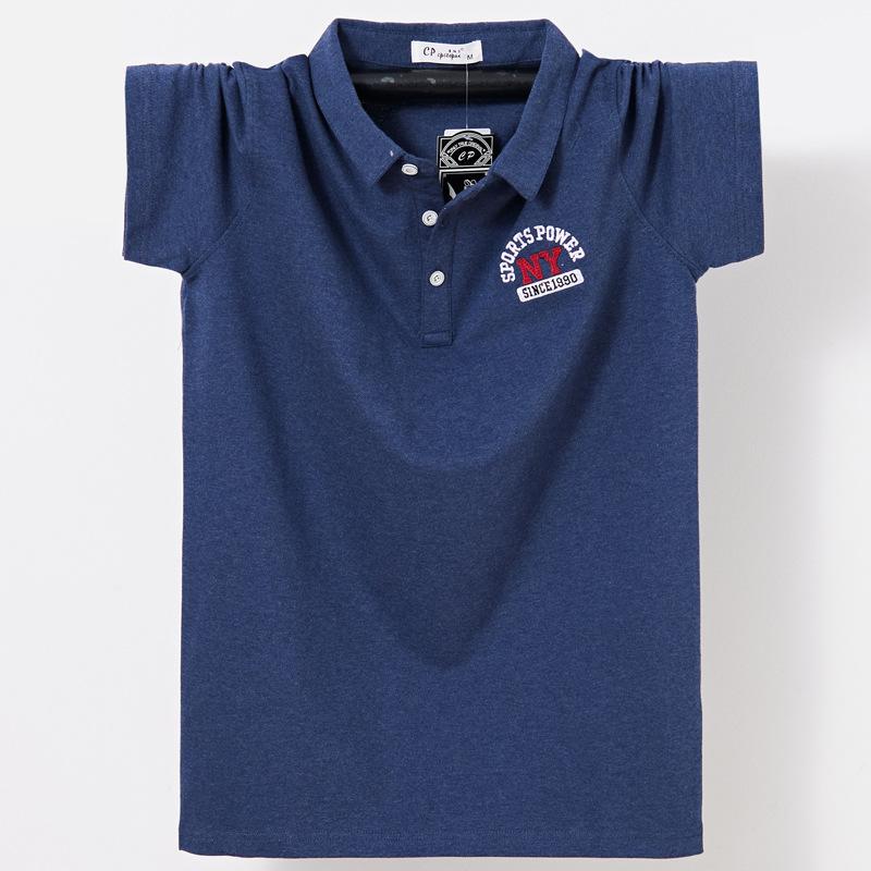 Мужская футболка больших размеров с лацканами и коротким рукавом, рубашка-поло большого размера, тонкая хлопковая деловая повседневная футболка с половиной рукава