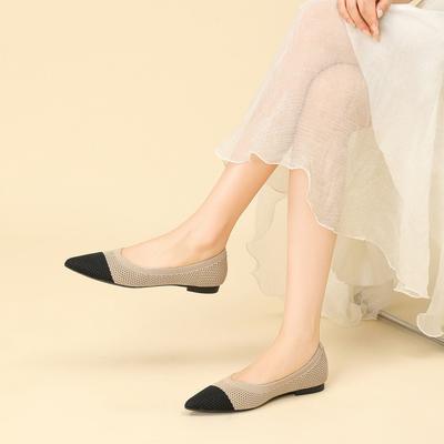 Вязаные туфли-лодочки женские новые туфли на мягкой подошве с вязаным верхом, полые и дышащие, с мелким вырезом, остроносые балетки