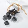 Luxury Cutout Flower Neck Pendant Zinc Zinc Alloy Floral Tassel Necklace Exaggerated Flower Necklace  Girls