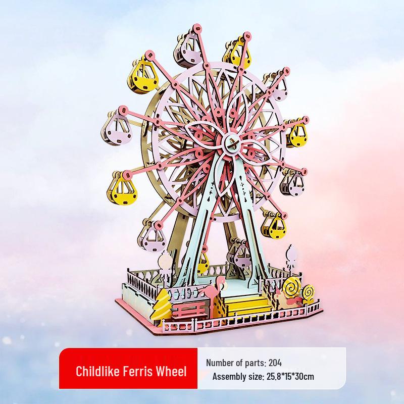 3D Деревянный Пазл Колесо Обозрения - Развивающий DIY Подарок для Детей