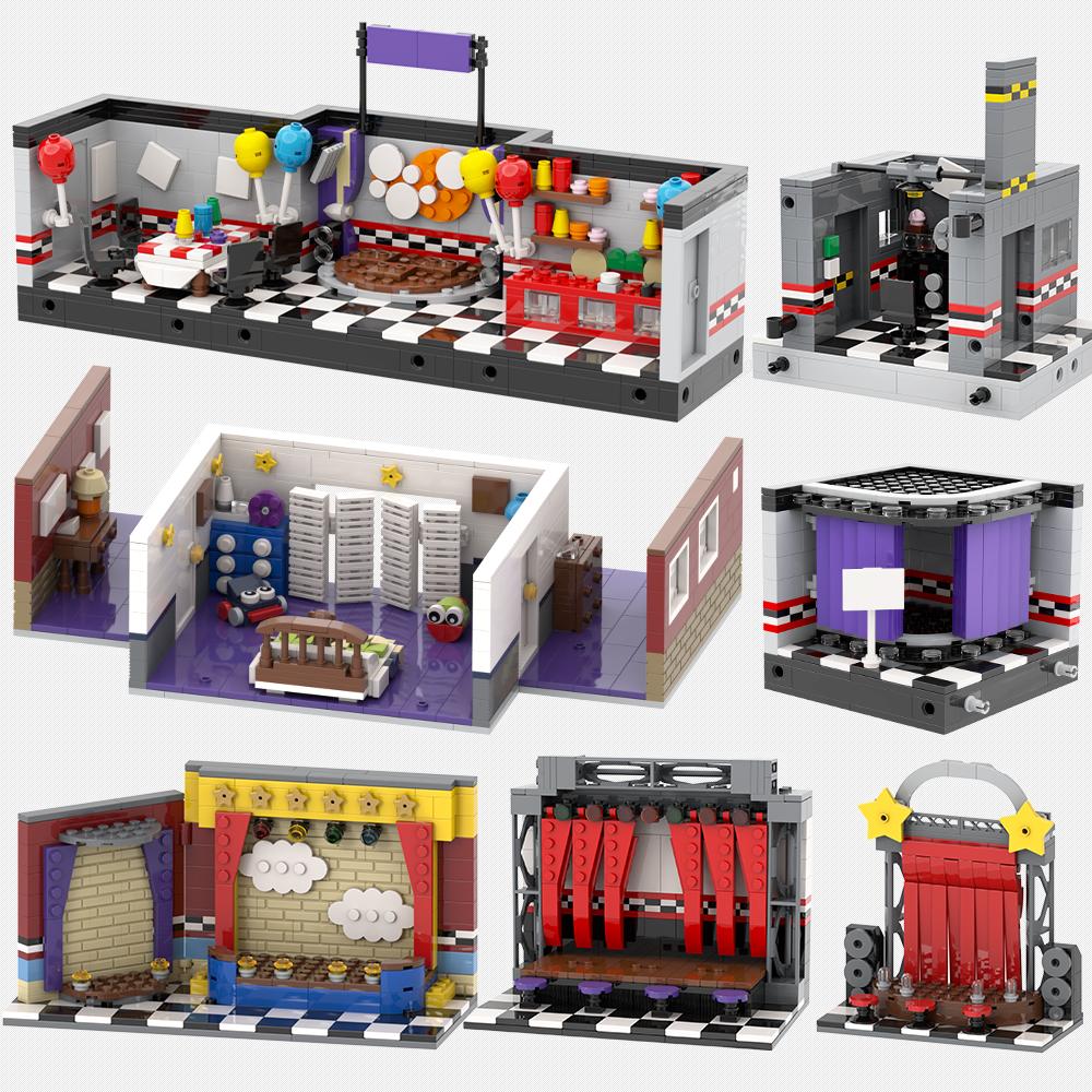 MOOXI Набор для хоррор-игры MOC Кирпичики Киносцены Фигурки медведей Строительные блоки Детские образовательные игрушки для детей Подарок на день рождения