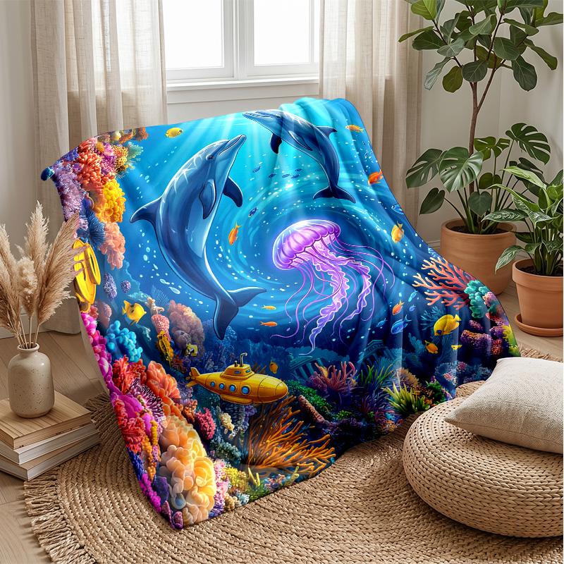 Ocean Life Adventure 11 Theme blanket Lightweight Warm Flannel Blanket Decorative Throw Blanket for Home Decoration