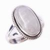 Natural Rainbow Moon Stone Gemstone Handmade 925 Sterling Silver Ring S.10 j0E61
