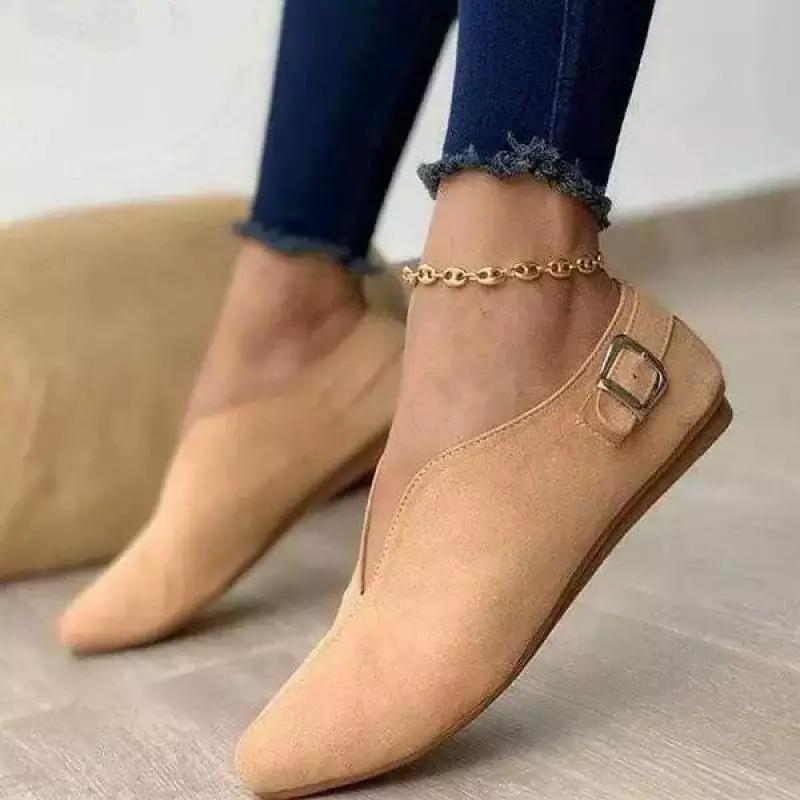 Fashion Women Loafers Retro Pointed Toe Suede Flat Shoes Summer Slip On Casual Shoes Female Feetwear Zapatos De Mujer Plus Size 35-43