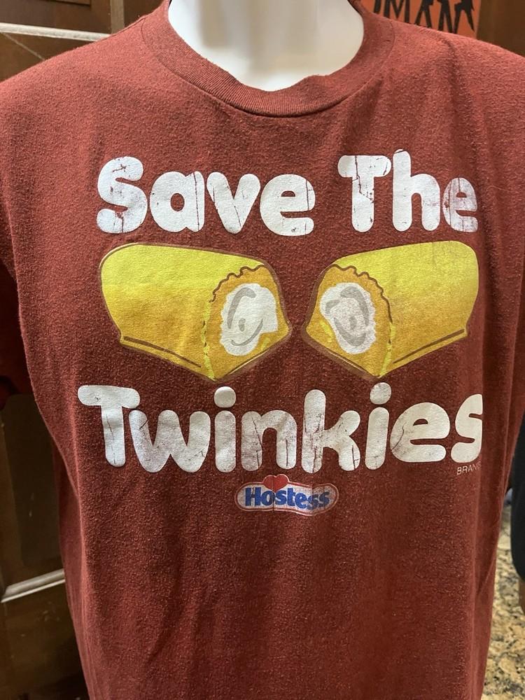 Футболка 'Save The Twinkies' Мужская Средний Размер Красная Короткий Рукав Hostess Винтажный Вид Унисекс Футболка