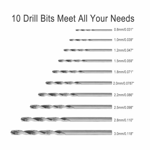 Housolution Micro Drill, 1/4 Inch (0.6-6mm) Hand Drill for Woodworking and Metal, 0.8-3mm Drill Bits, 10-Piece Set, Stainless Steel, Double Gear, DIY