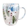 Double-Wall Glass Mug 350ml Heat-Resistant Flower Coffee Tea Cup Insulated Cup for Hot Cold