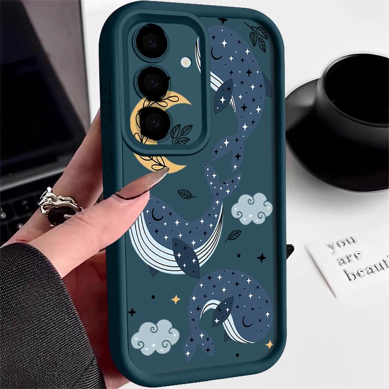 Чехол с рисунком китов и звезд для Samsung Galaxy A57 A37 A17 A56 A36 A26 A16 5G A55 A35 A15 A54 S21 FE S22 S23 S24 Plus S25 Edge S26 Ultra