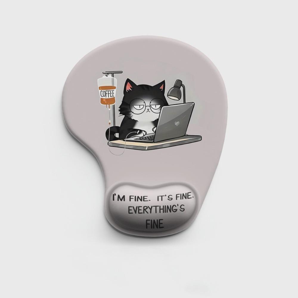 Cute Cartoon Cat Mouse Mat Ergonomic Wrist Support Pad Black Cat Animal Mouse Pad Computer