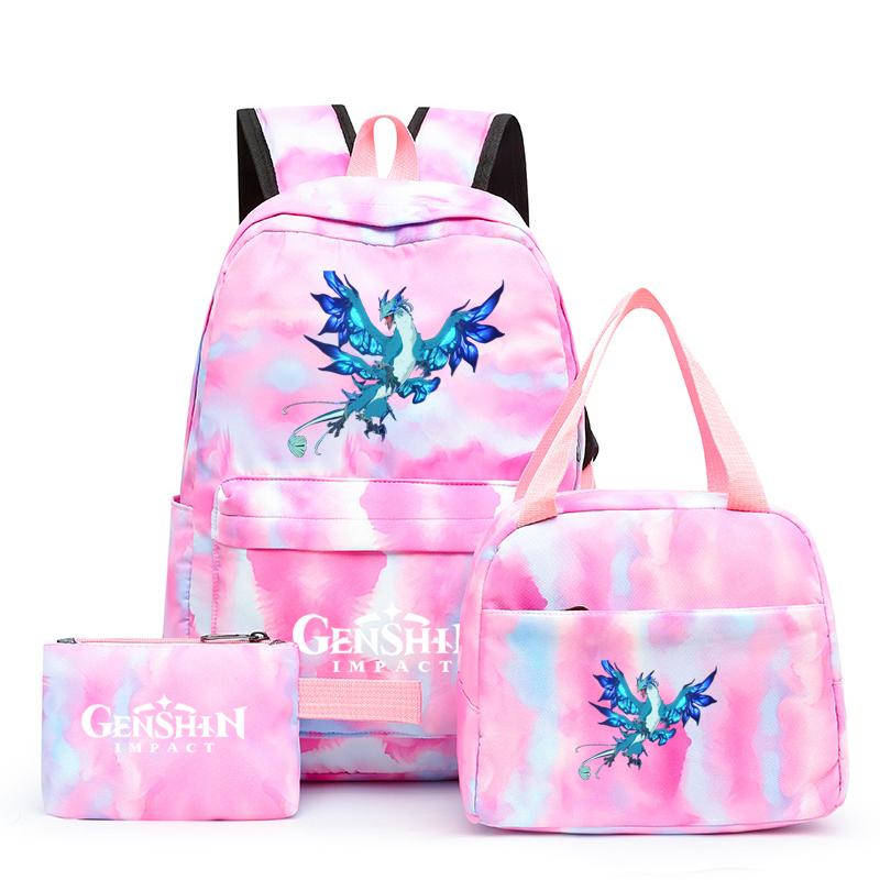 3Pcs/set Anime Girl Backpack Set School Students Kawaii Back To School Backpack Boy Children Lunch Bags Pencil Box