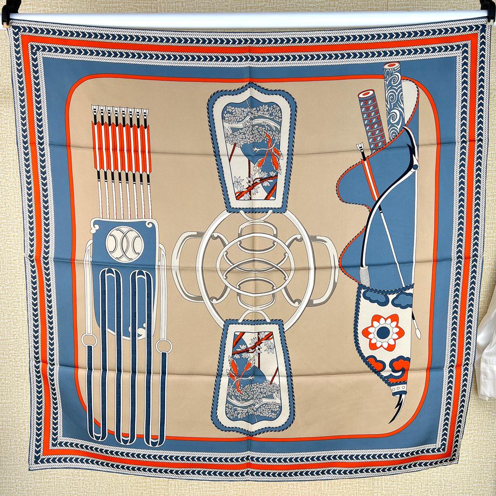 Шелковый твиловый шарф Silk Road в черно-белом французском стиле для весны/лета