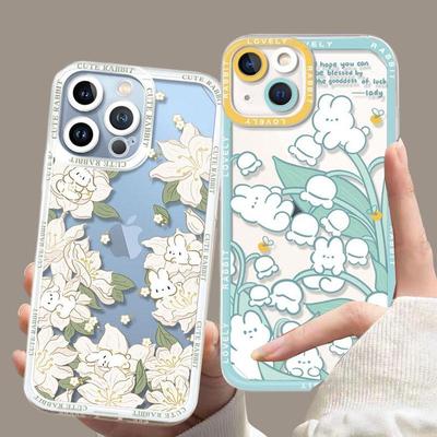 Прозрачный чехол для Realme C53 C55 C33 C30 C35 C51 C67 C21Y C25Y C20 C11 2021 C15 C12 C21 7 9 10 Pro Plus 8 5G Кролик Цветок Чехол