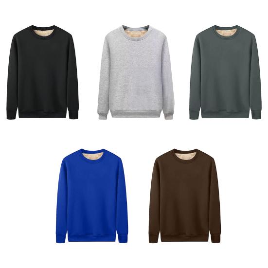 Мужской свитшот на флисовой подкладке, с длинным рукавом, круглым вырезом, утолщенный пуловер, теплый, осенне-зимний, повседневный свитшот для улицы, работы, ежедневных дел