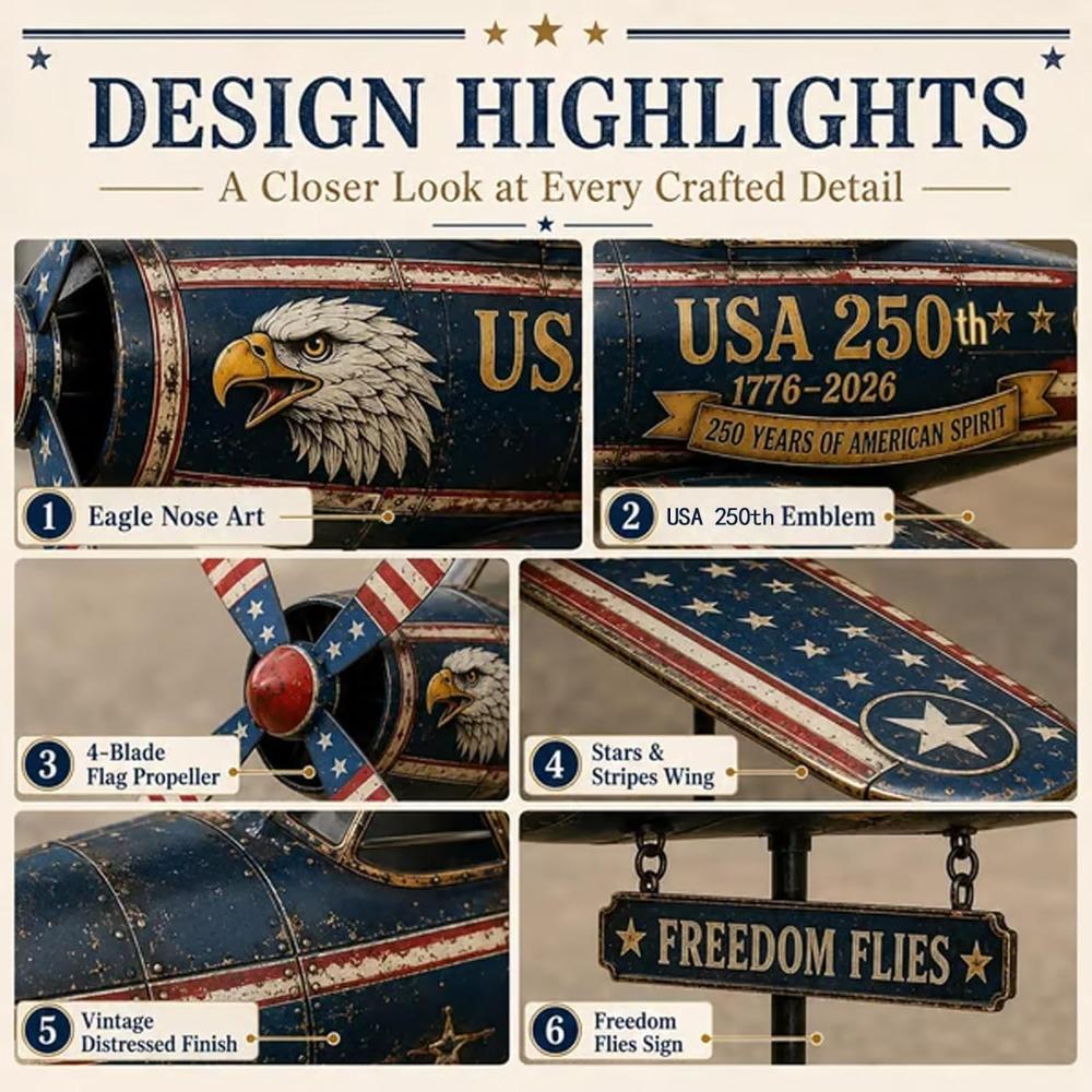 250 Anniversary Helicopter Wind Spinner | American 250th Anniversary Patriotic Airplane Wind Spinner | Vintage America Commemorative