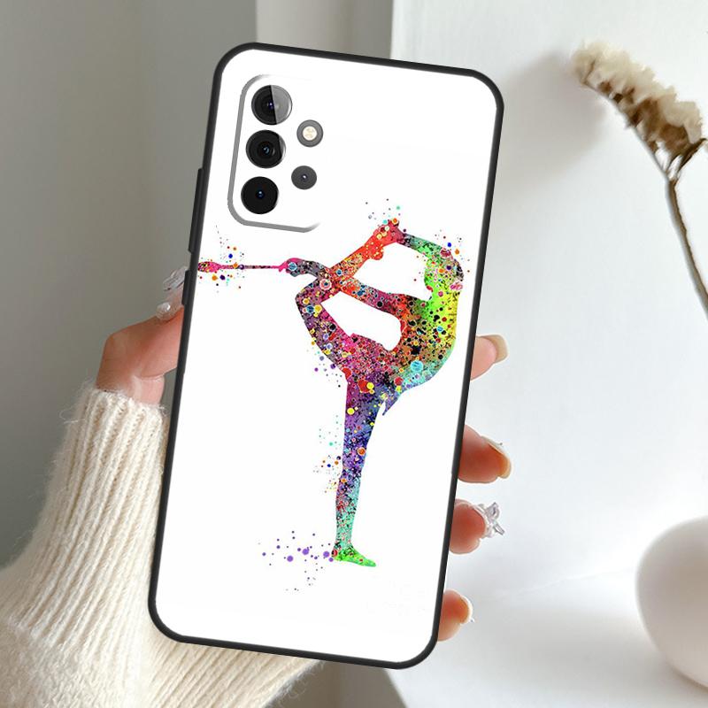 Gymnastics Watercolor Printing Case For Samsung Galaxy A13 A33 A53 A06 A17 A56 A36 A26 A16 A15 A35 A55 A34 A54 A52 A12 A32