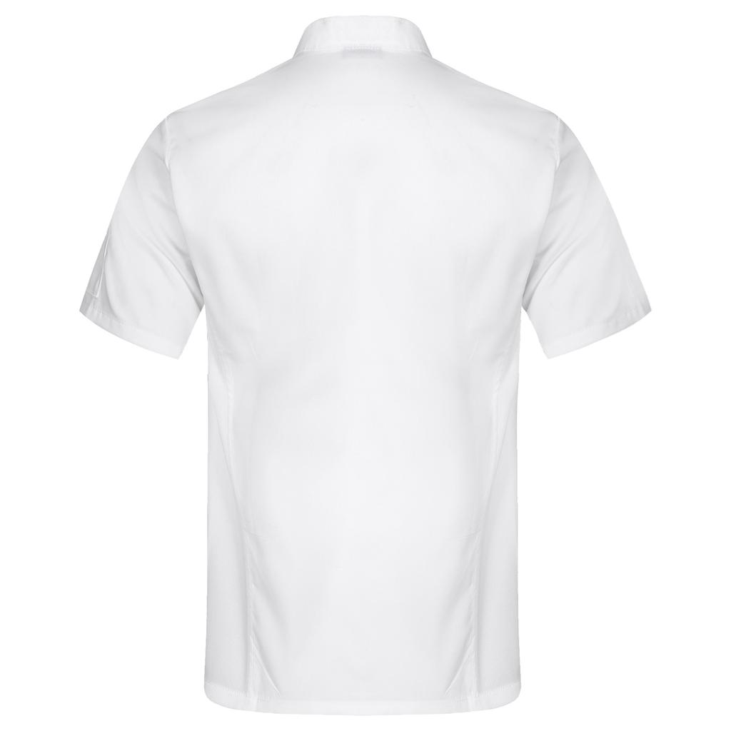 Unisex Professional Chef Jacket Stand Collar Short Sleeve Solid Color Kitchen Wear Hotel Restaurant Uniform