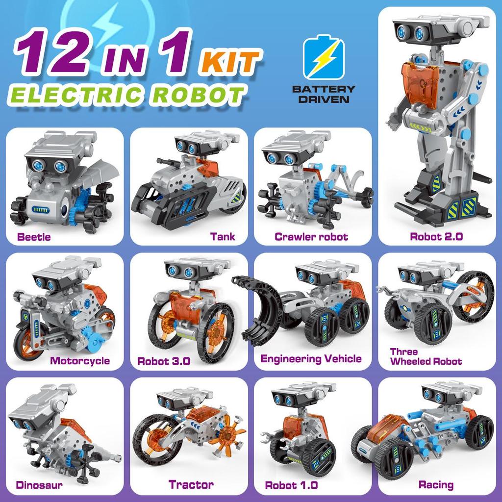 12-in-1 DIY Educational Solar Robot Building Blocks for Kids