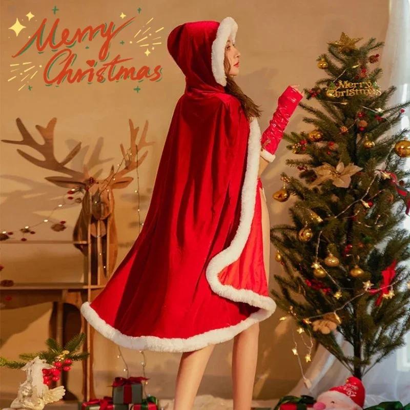 Элегантный красный рождественский Хэллоуин капюшон накидка свадьба невесты цветочница плащ выступление выпускной женский костюм косплей пальто