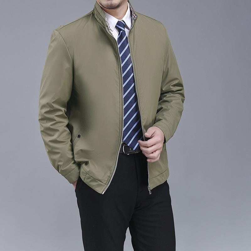 Autumn and Winter New Loose Stand-up Collar Jacket Men's Middle-aged and Elderly Jacket Thin Business Casual Jacket Men's