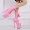 LAIJIANJINXIA Новые 20 см/8 дюймов Розовый ПУ верх Сексуальные Экзотические Высокий каблук Платформа Вечеринка Женские Ботинки Модели Обувь для танца на пилоне SY-A105