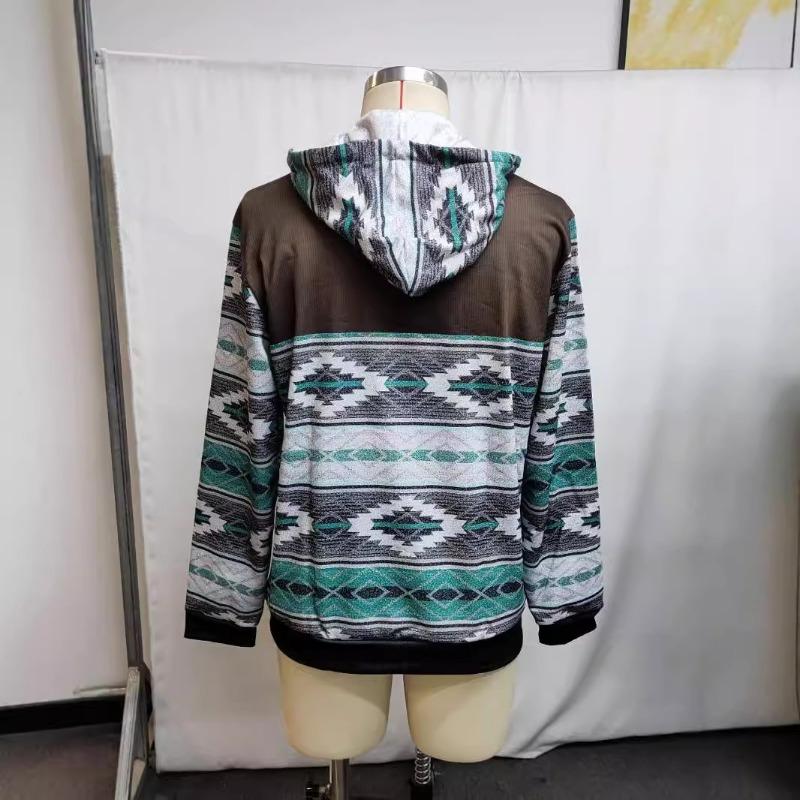 Мужская толстовка большого размера с принтом в стиле ретро и вестерн с этническим принтом, для активного отдыха на весну и осень