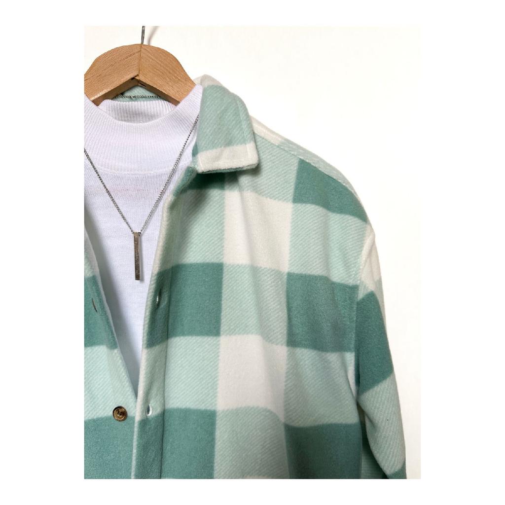 Толстая зимняя флисовая рубашка в клетку в клетку оверсайз