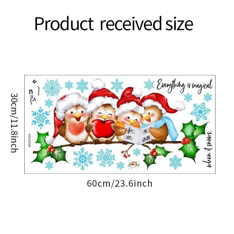 Рождественское украшение для дома ветка милая птица настенная наклейка стеклянная оконная наклейка двухстороннее визуальное украшение настенная наклейка аксессуар