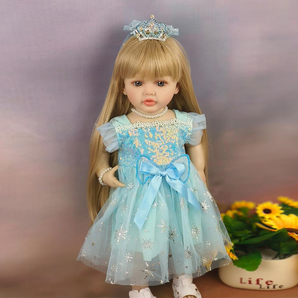 55 см полностью виниловое тело имитация куклы реборн Бетти милая принцесса девочка кукла с длинными волосами коричневого золотого цвета на выбор милые куклы реборн для детей