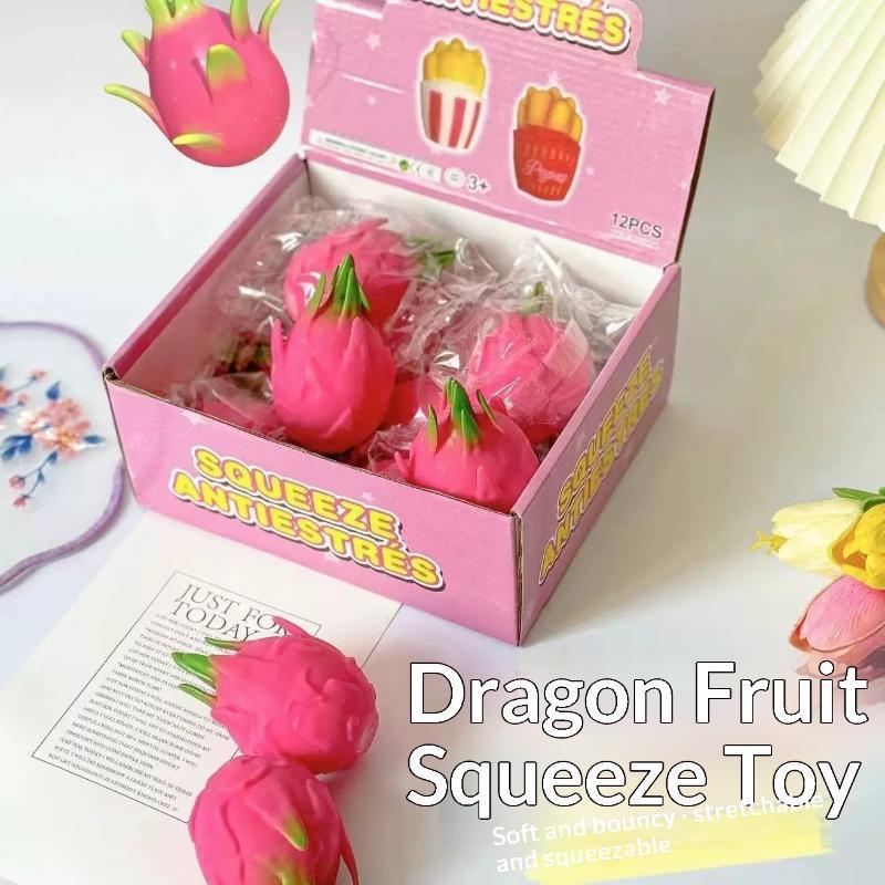Non-Toxic Dragon Fruit Squishy Stress Reliever Simulation Slow Rising Squeeze Decompression Toy for Office Fidget