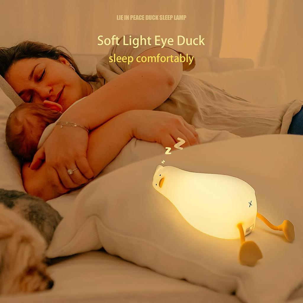 New Adorable Soft Glow Rubber Ducky Night Light - Lovely Duckling Design - Relaxing LED Night Lamp - Ideal for Bedroom Decor - R