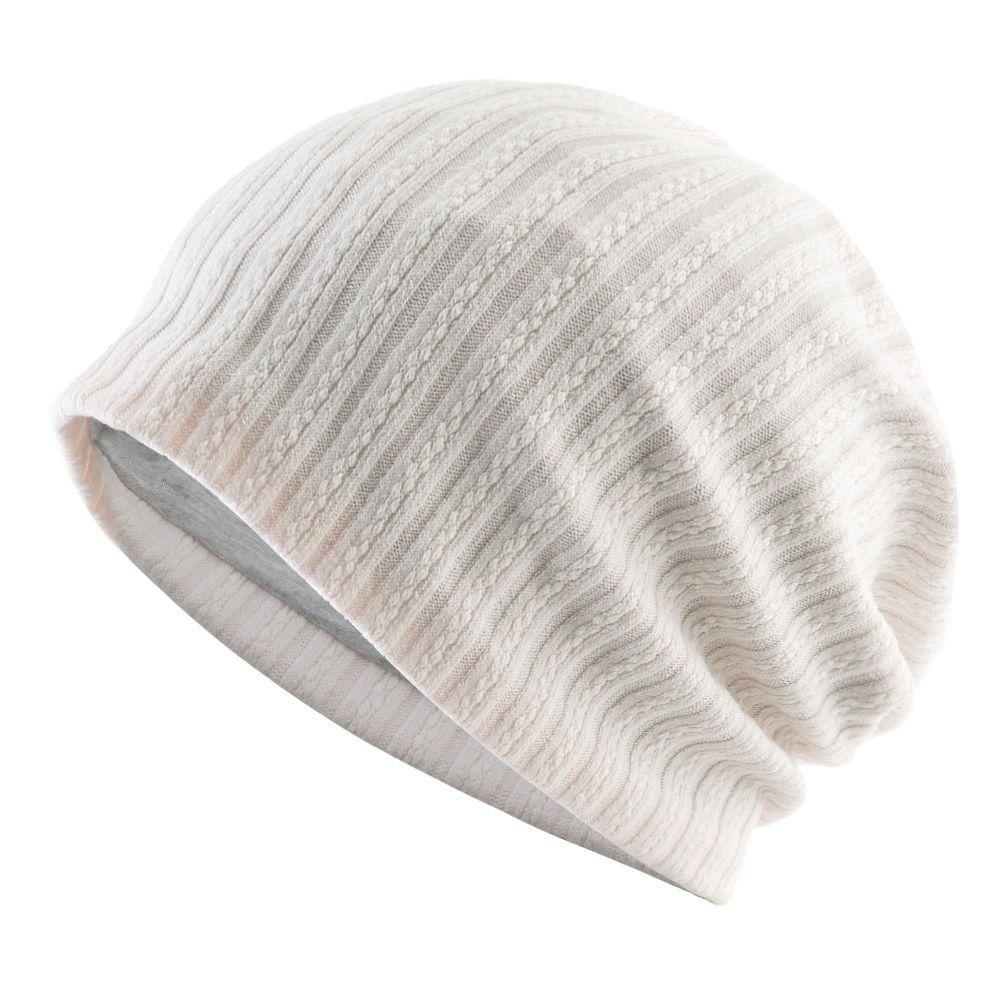 Vertical strip stacking hat super soft skin-friendly and warm confinement hat spring and summer nightcap loose hat versatile bag head hat